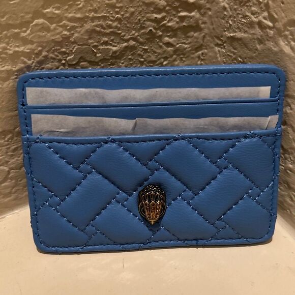 Kurt Geiger Kensington Cardholder 4 Slot Blue Quilted Leather Mini Wallet NWT - Picture 1 of 6